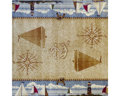 BLNK Sovalye Collection Nautical Themed Area Rug with Jute Backing - Beige, 5'W x 7'L