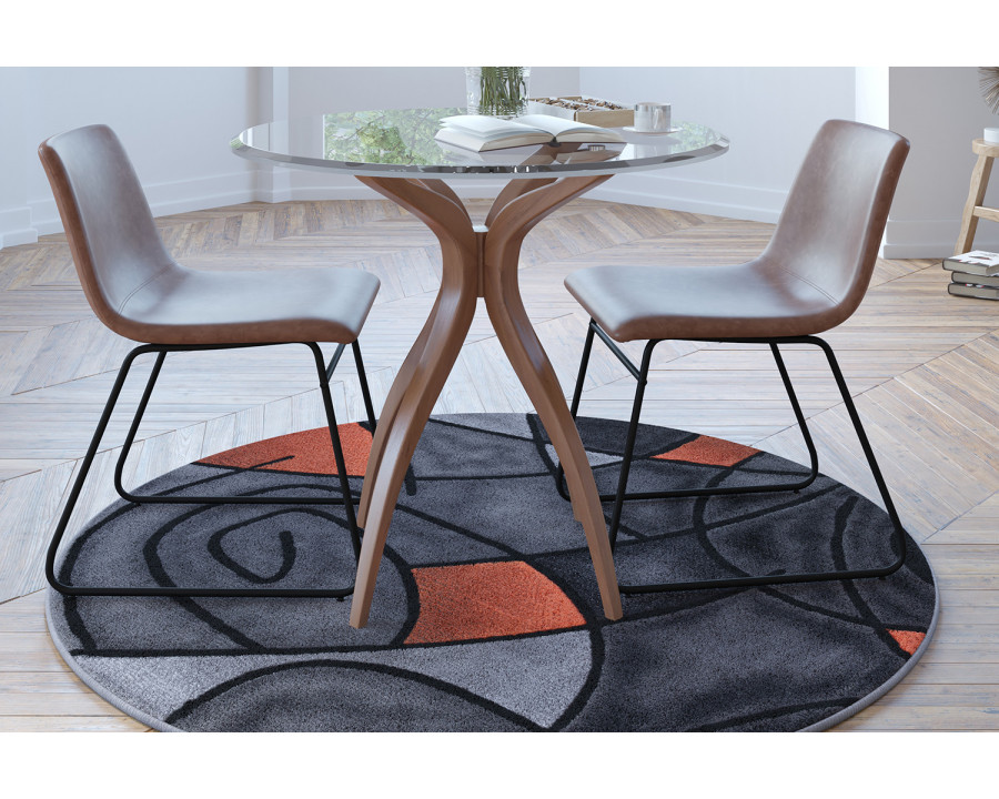 BLNK - Jubilee Collection Style 2 Abstract Round Olefin Area Rug with Jute Backing