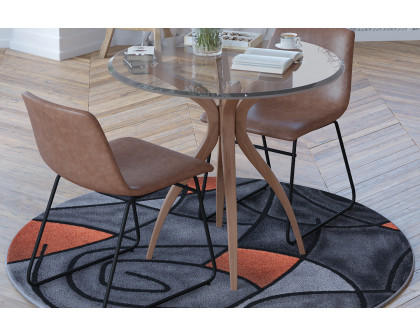 BLNK - Jubilee Collection Style 2 Abstract Round Olefin Area Rug with Jute Backing