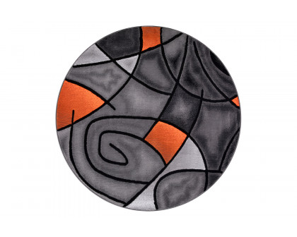 BLNK Jubilee Collection Style 2 Abstract Round Olefin Area Rug with Jute Backing - Orange, 5'W x 5'L