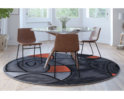 BLNK Jubilee Collection Style 2 Abstract Round Olefin Area Rug with Jute Backing