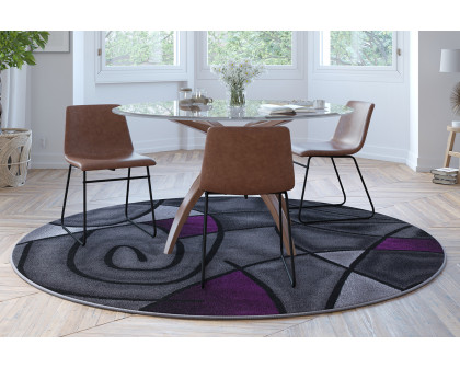 BLNK Jubilee Collection Style 2 Abstract Round Olefin Area Rug with Jute Backing