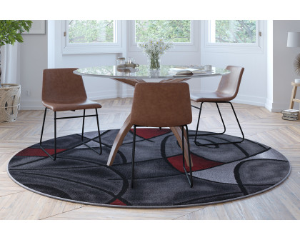 BLNK Jubilee Collection Style 2 Abstract Round Olefin Area Rug with Jute Backing