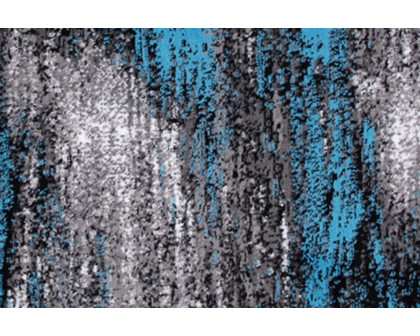 BLNK Rylan Collection Abstract Olefin Area Rug with Jute Backing - Blue, 2'W x 10'L