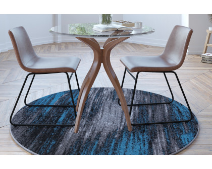 BLNK - Rylan Collection Abstract Round Olefin Area Rug with Jute Backing