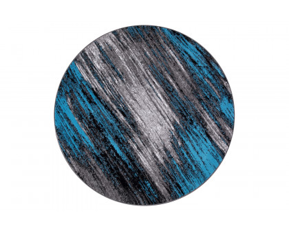 BLNK Rylan Collection Abstract Round Olefin Area Rug with Jute Backing - Blue, 5'W x 5'L