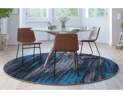 BLNK Rylan Collection Abstract Round Olefin Area Rug with Jute Backing