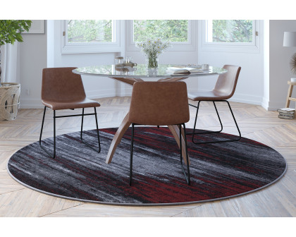 BLNK Rylan Collection Abstract Round Olefin Area Rug with Jute Backing