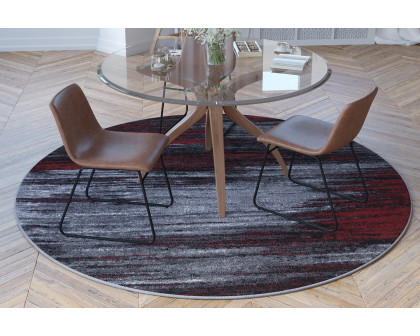 BLNK Rylan Collection Abstract Round Olefin Area Rug with Jute Backing - Red, 7'W x 7'L