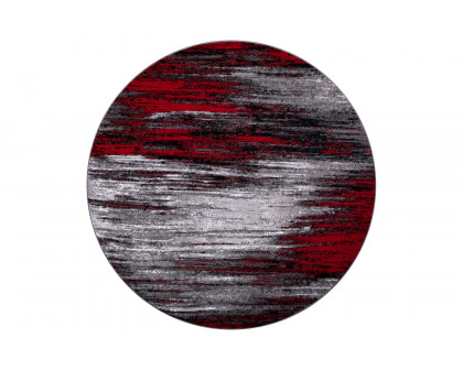 BLNK Rylan Collection Abstract Round Olefin Area Rug with Jute Backing - Red, 7'W x 7'L