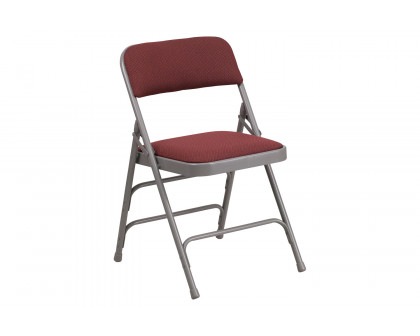 BLNK HERCULES Series Fabric Curved Triple Braced and Double Hinged Patterned Metal Folding Chair - Burgundy