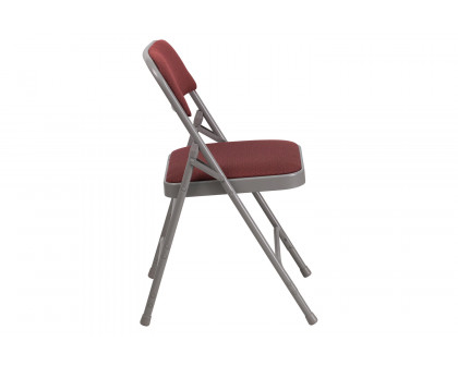 BLNK HERCULES Series Fabric Curved Triple Braced and Double Hinged Patterned Metal Folding Chair - Burgundy