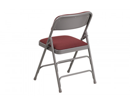 BLNK HERCULES Series Fabric Curved Triple Braced and Double Hinged Patterned Metal Folding Chair - Burgundy