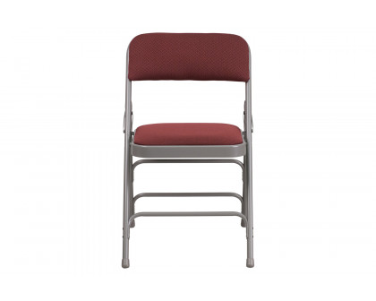 BLNK HERCULES Series Fabric Curved Triple Braced and Double Hinged Patterned Metal Folding Chair - Burgundy