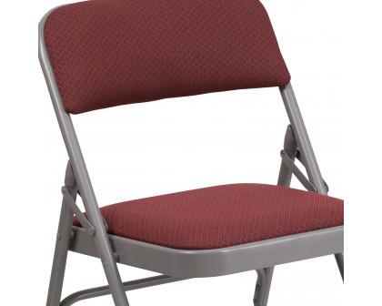 BLNK HERCULES Series Fabric Curved Triple Braced and Double Hinged Patterned Metal Folding Chair - Burgundy