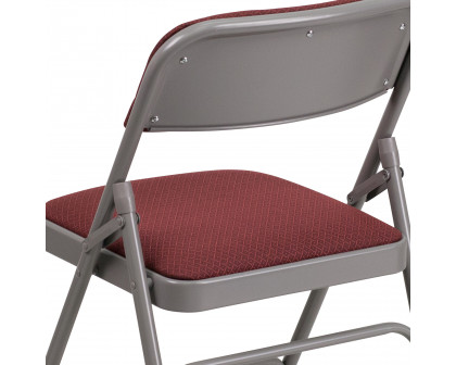 BLNK HERCULES Series Fabric Curved Triple Braced and Double Hinged Patterned Metal Folding Chair - Burgundy