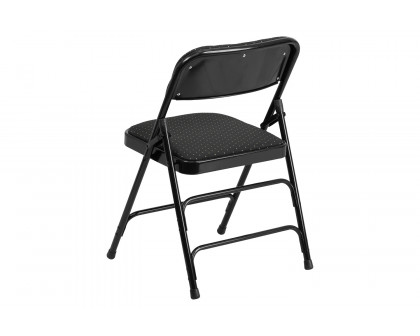 BLNK HERCULES Series Fabric Curved Triple Braced and Double Hinged Patterned Metal Folding Chair - Black