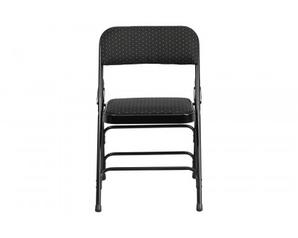 BLNK HERCULES Series Fabric Curved Triple Braced and Double Hinged Patterned Metal Folding Chair - Black