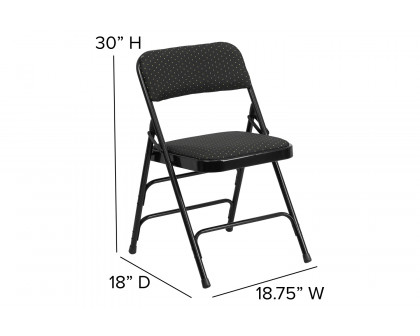 BLNK HERCULES Series Fabric Curved Triple Braced and Double Hinged Patterned Metal Folding Chair - Black