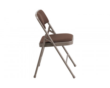 BLNK HERCULES Series Fabric Curved Triple Braced and Double Hinged Patterned Metal Folding Chair - Brown