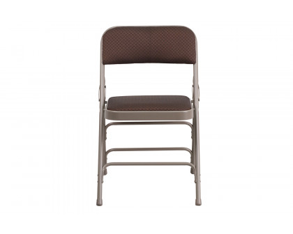 BLNK HERCULES Series Fabric Curved Triple Braced and Double Hinged Patterned Metal Folding Chair - Brown