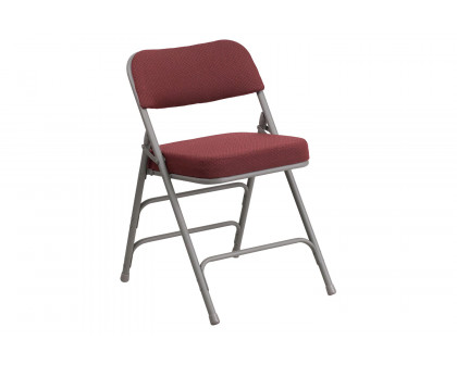 BLNK HERCULES Series Style 1 Fabric Premium Curved Triple Braced and Double Hinged Metal Folding Chair - Burgundy