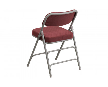 BLNK HERCULES Series Style 1 Fabric Premium Curved Triple Braced and Double Hinged Metal Folding Chair - Burgundy