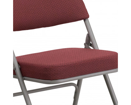 BLNK HERCULES Series Style 1 Fabric Premium Curved Triple Braced and Double Hinged Metal Folding Chair - Burgundy