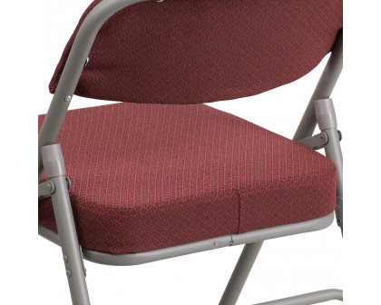 BLNK HERCULES Series Style 1 Fabric Premium Curved Triple Braced and Double Hinged Metal Folding Chair - Burgundy