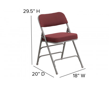 BLNK HERCULES Series Style 1 Fabric Premium Curved Triple Braced and Double Hinged Metal Folding Chair - Burgundy