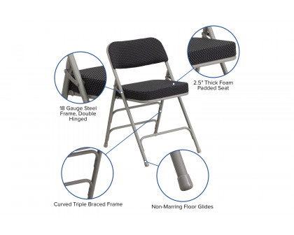 BLNK - HERCULES Series Fabric Premium Curved Triple Braced and Double Hinged Pin-Dot Metal Folding Chair