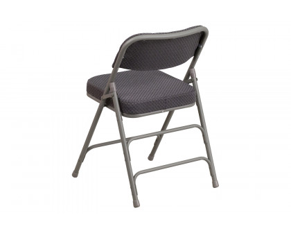 BLNK HERCULES Series Style 1 Fabric Premium Curved Triple Braced and Double Hinged Metal Folding Chair - Gray