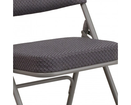 BLNK HERCULES Series Style 1 Fabric Premium Curved Triple Braced and Double Hinged Metal Folding Chair - Gray