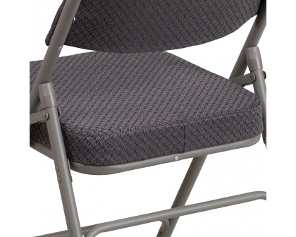 BLNK HERCULES Series Style 1 Fabric Premium Curved Triple Braced and Double Hinged Metal Folding Chair - Gray