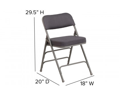 BLNK HERCULES Series Style 1 Fabric Premium Curved Triple Braced and Double Hinged Metal Folding Chair - Gray