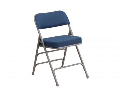 BLNK™ HERCULES Series Style 1 Fabric Premium Curved Triple Braced and Double Hinged Metal Folding Chair - Navy