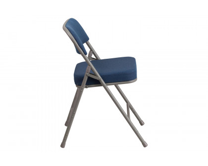 BLNK™ HERCULES Series Style 1 Fabric Premium Curved Triple Braced and Double Hinged Metal Folding Chair - Navy