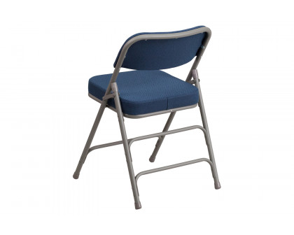 BLNK™ HERCULES Series Style 1 Fabric Premium Curved Triple Braced and Double Hinged Metal Folding Chair - Navy