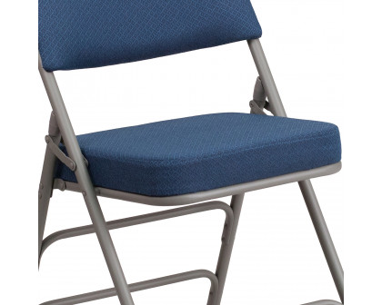 BLNK™ HERCULES Series Style 1 Fabric Premium Curved Triple Braced and Double Hinged Metal Folding Chair - Navy