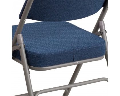 BLNK™ HERCULES Series Style 1 Fabric Premium Curved Triple Braced and Double Hinged Metal Folding Chair - Navy