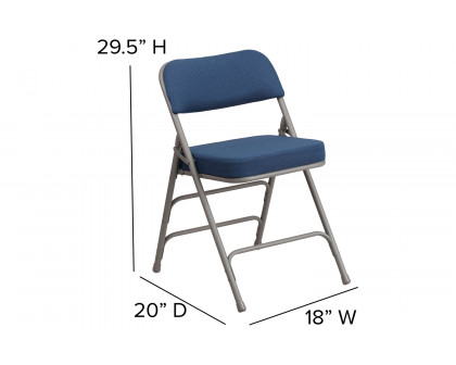 BLNK™ HERCULES Series Style 1 Fabric Premium Curved Triple Braced and Double Hinged Metal Folding Chair - Navy