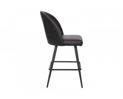 BLNK Lyla Commercial LeatherSoft High-Back Modern Armless Counter Stools with Contoured Backrests, Steel Frames and Footrests Set of 2 - Black