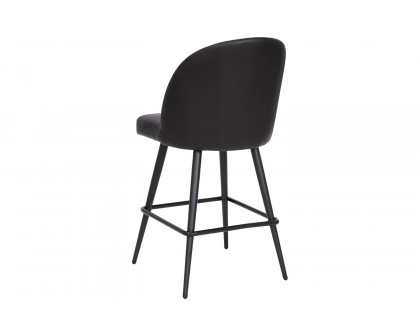 BLNK Lyla Commercial LeatherSoft High-Back Modern Armless Counter Stools with Contoured Backrests, Steel Frames and Footrests Set of 2 - Black