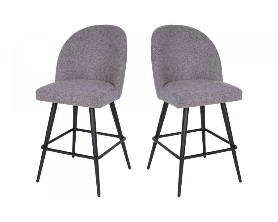 BLNK - Lyla Commercial Faux Linen High-Back Modern Armless Counter Stools with Contoured Backrests, Steel Frames and Footrests Set of 2