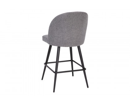 BLNK - Lyla Commercial Faux Linen High-Back Modern Armless Counter Stools with Contoured Backrests, Steel Frames and Footrests Set of 2