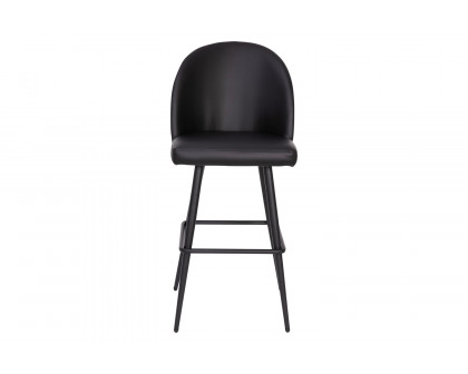 BLNK Lyla Commercial LeatherSoft High Back Modern Armless Bar Stools with Contoured Backrest, Steel Frame and Integrated Footrest Set of 2 - Black