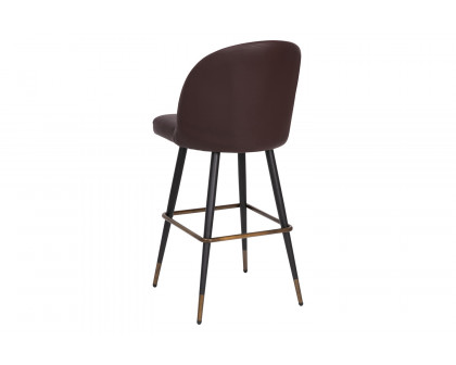 BLNK Lyla Commercial LeatherSoft High Back Modern Armless Bar Stools with Contoured Backrest, Steel Frame and Integrated Footrest Set of 2 - Brown