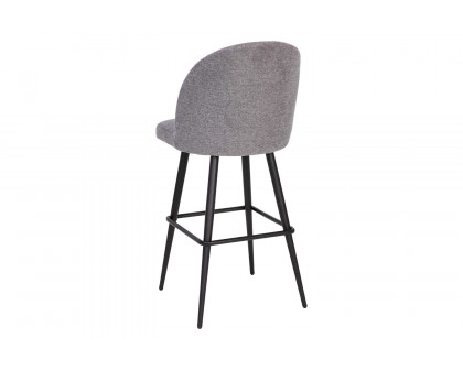 BLNK Lyla Commercial Faux Linen High Back Modern Armless Bar Stools with Contoured Backrest, Steel Frame and Integrated Footrest Set of 2