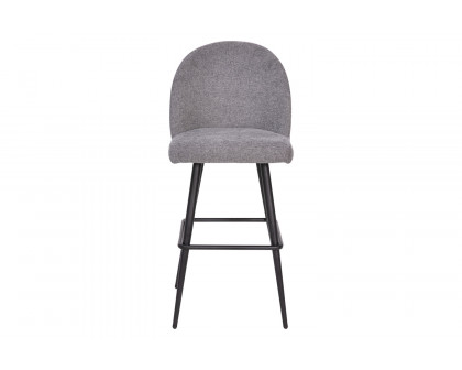 BLNK Lyla Commercial Faux Linen High Back Modern Armless Bar Stools with Contoured Backrest, Steel Frame and Integrated Footrest Set of 2