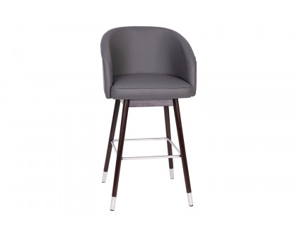 BLNK - Margo Commercial LeatherSoft Mid-Back Modern Bar Stool with Walnut Finish Beechwood Legs and Curved Back with Silver Accents